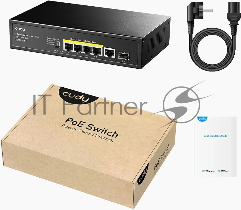 Коммутатор Cudy GS1005PTS1 (L2) 5x1Гбит/с 1SFP 4PoE+ 120W неуправляемый