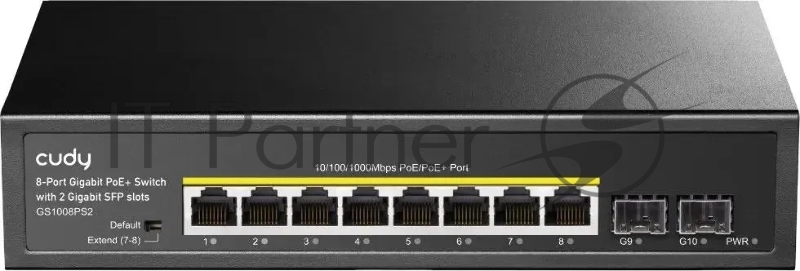 Коммутатор Cudy GS1008PS2 (L2) 8x1Гбит/с 2SFP 8PoE+ 120W неуправляемый
