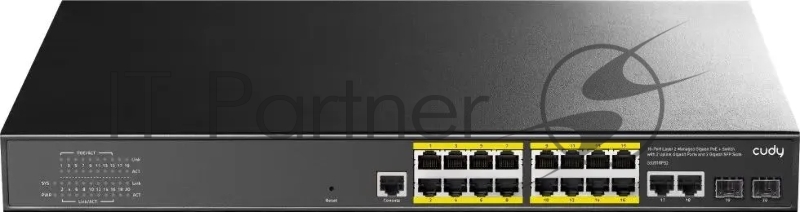 Коммутатор Cudy GS2018PS2-200W (L2) 16x1Гбит/с 2SFP 16PoE+ 200W управляемый