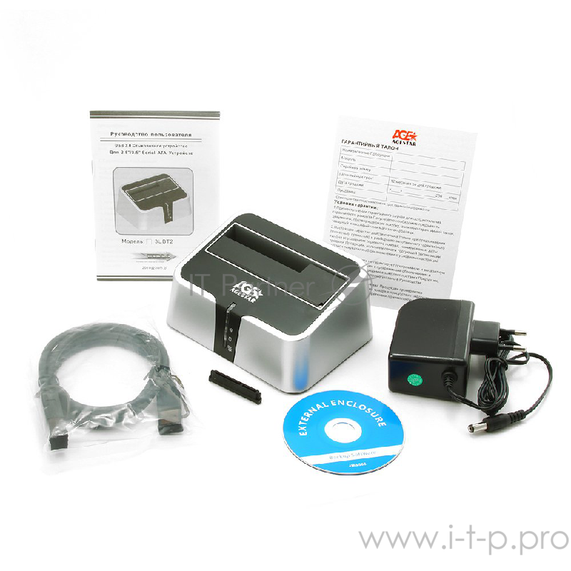 Док-станция Agestar 3CBT2 для 2.5/3.5 SATA HDD, серебр.-черный (USB3.0, e-SATA)