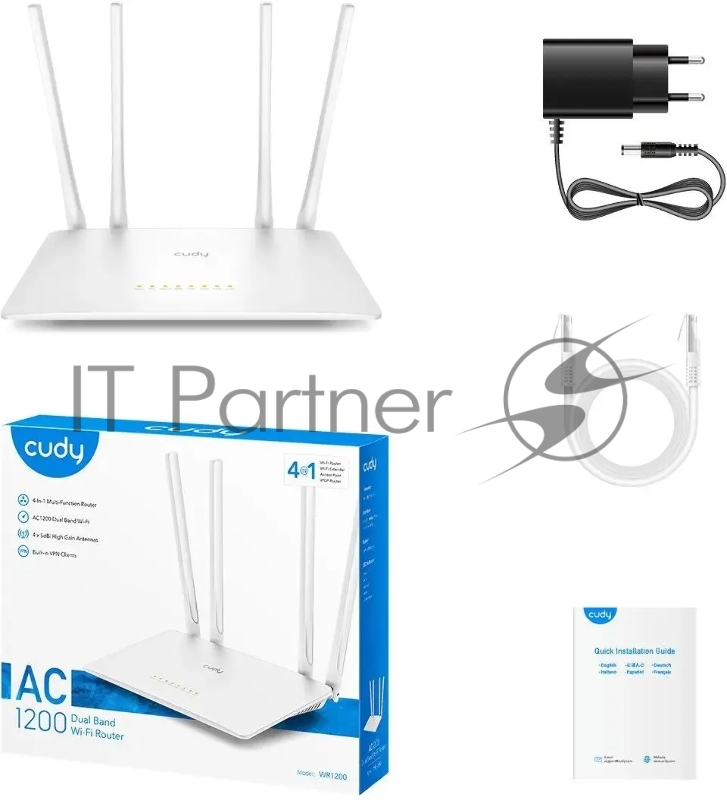 Роутер беспроводной Cudy WR1200 AC1200 10/100BASE-TX белый