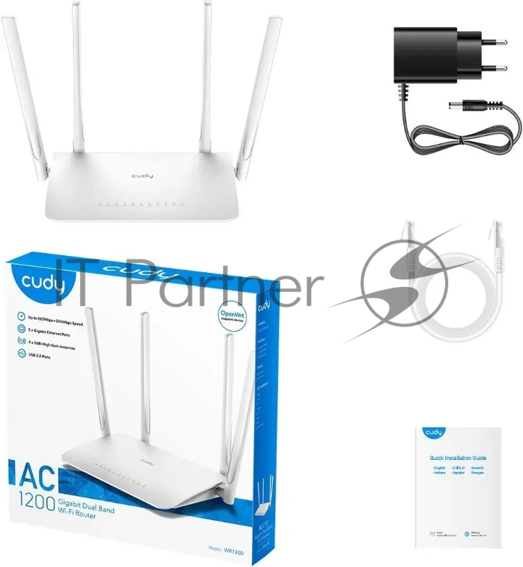 Роутер беспроводной Cudy WR1300 AC1200 10/100/1000BASE-TX/Wi-Fi белый