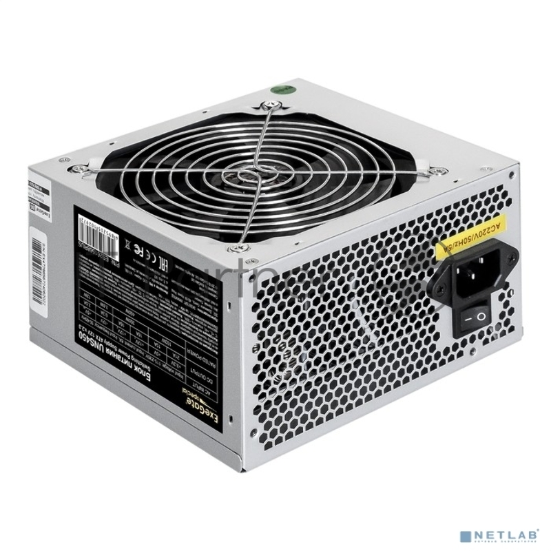Блок питания Exegate ES261568RUS-PC 450W ExeGate UNS450 (ATX, PC, 12cm fan, 24pin, 4pin, PCIe, 3xSATA, 2xIDE, кабель 220V в комплекте)