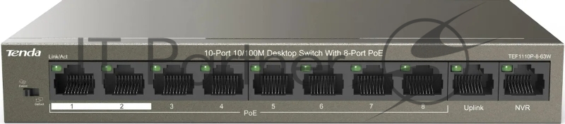Коммутатор 10PORT 10/100M F1110P-8-63W IP-COM