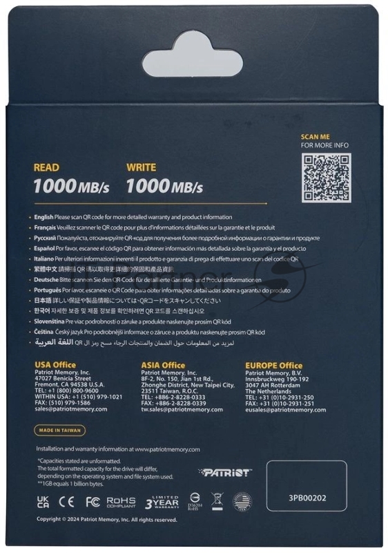 SSD внешний жесткий диск 2TB USB-C EXT. PTPL2TBPEC PATRIOT