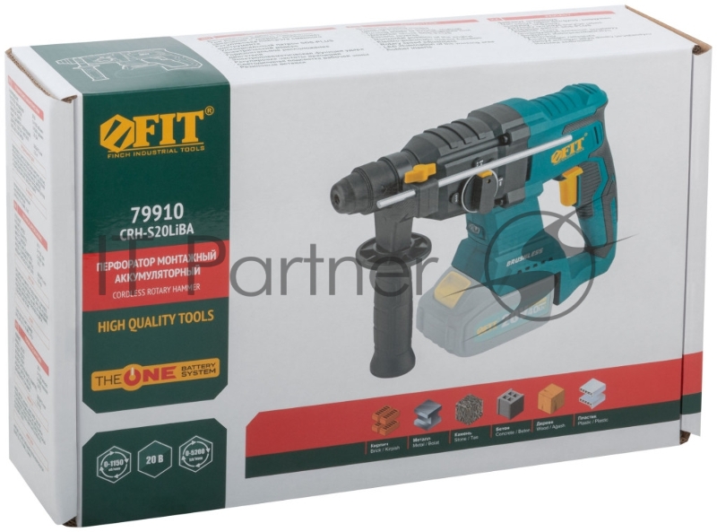 Перфоратор монтажный акк. 20 В, 0-1150 об/мин, 0-5200 уд/мин, 3 Дж, 3 реж., SDS-PLUS, бесщеточный, реверс, рез. накл., без АКБ, кор.