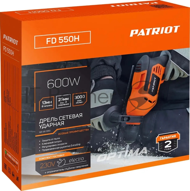 Дрель ударная Patriot FD 550H 600Вт ключевой реверс (120301550)