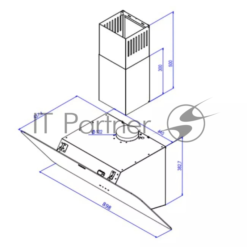 Наклонная стеклянная кухонная вытяжка DeLonghi Arco 908 BB