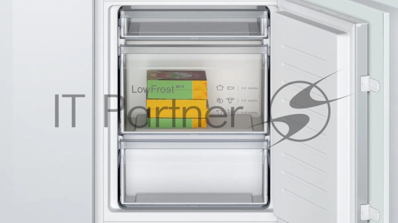 Встраиваемый холодильник с нижней морозильной камерой, Габариты (ВхШхГ) - 177,2х54,1х54,8 см, плоские шарниры, объём 265 (182+83) л, LowFrost