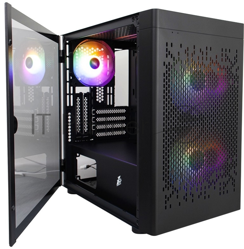 Корпус 1STPLAYER DK D3-B Black / mATX / 1x120mm & 2x140mm LED fans inc. / D3-B-BK-2F1P-1F1