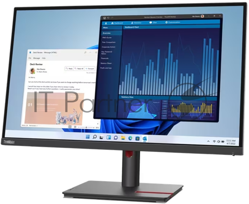 Монитор LENOVO 63A9GAT1EU T27P-30/27 ЖК Cенсорный экран нет/IPS/3840 х 2160 16:9/350/1300:1/черный/10.4 кг