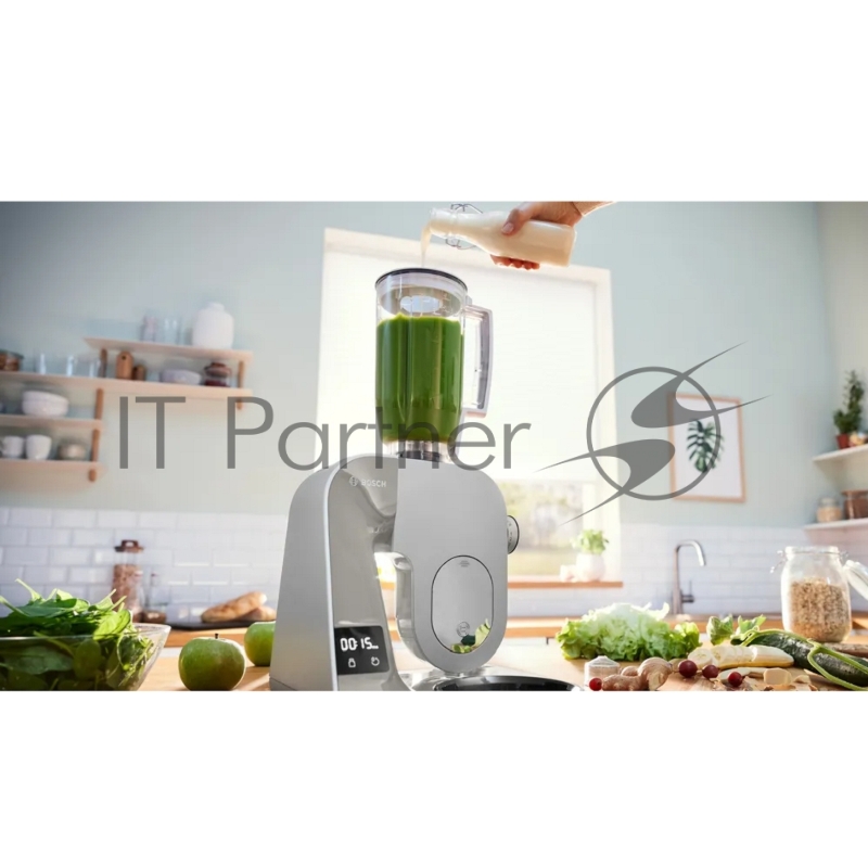 Кухонный комбайн Bosch/ Кухонный комбайн Bosch, мощность 1000 Вт, плавный пуск, 7 скоростей, импульсный режим, объем чаши 3.9 л, планетарное вращение, встроенные весы, встроенный таймер, крюк для теста, венчик для взбивания, венчик для замешивания,