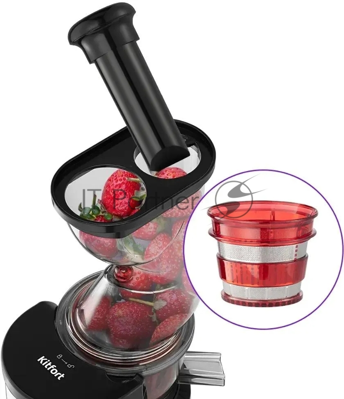 Соковыжималка шнековая Kitfort КТ-1162 150Вт рез.сок.:1000мл. черный