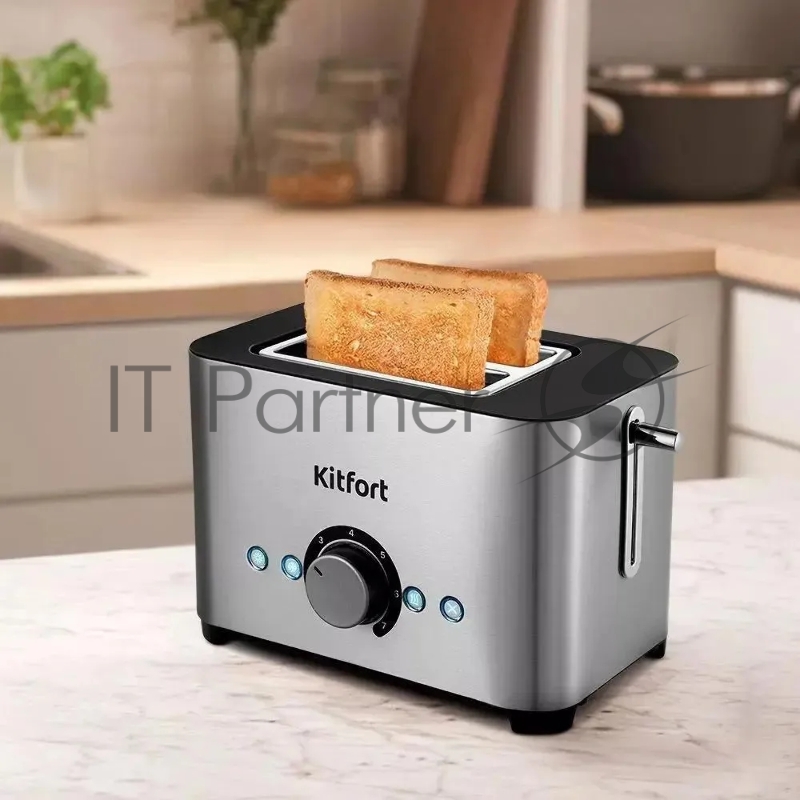Тостер Kitfort КТ-6210 850Вт серебристый/черный