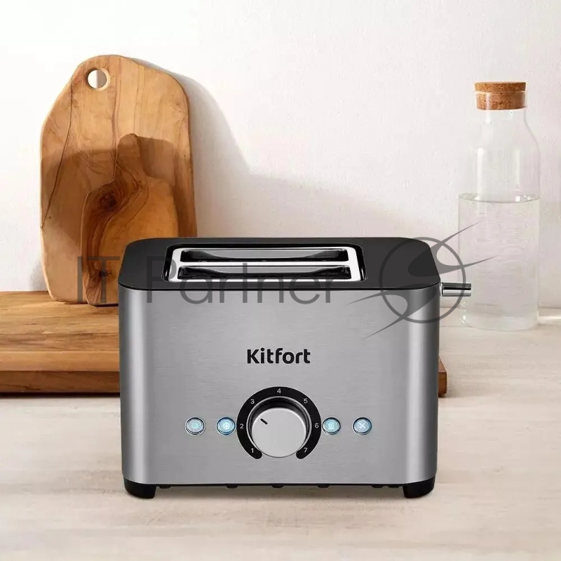 Тостер Kitfort КТ-6210 850Вт серебристый/черный