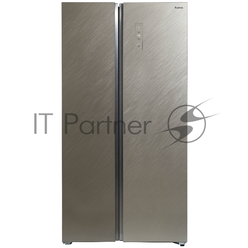 Холодильник BIRYUSA SBS 541 TGG, Текстурированное бежевое стекло 343/198л, Side-by-side