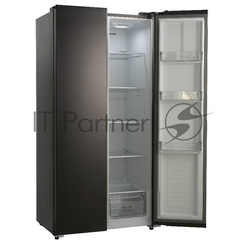 Холодильник BIRYUSA SBS 400 DI, нержавеющая сталь, 232/168л, Side-by-side