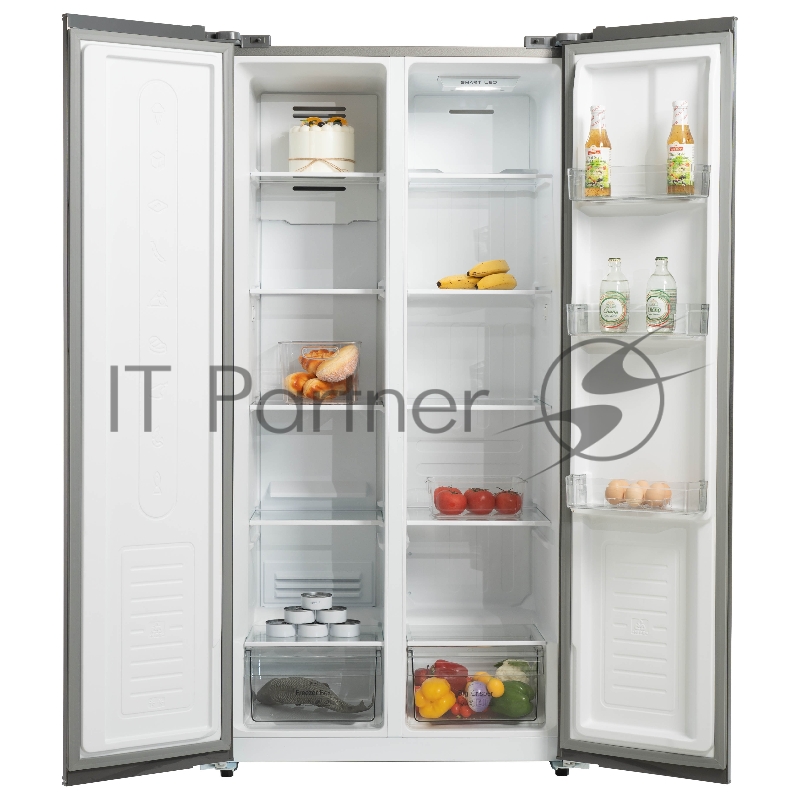 Холодильник BIRYUSA SBS 400 DI, нержавеющая сталь, 232/168л, Side-by-side