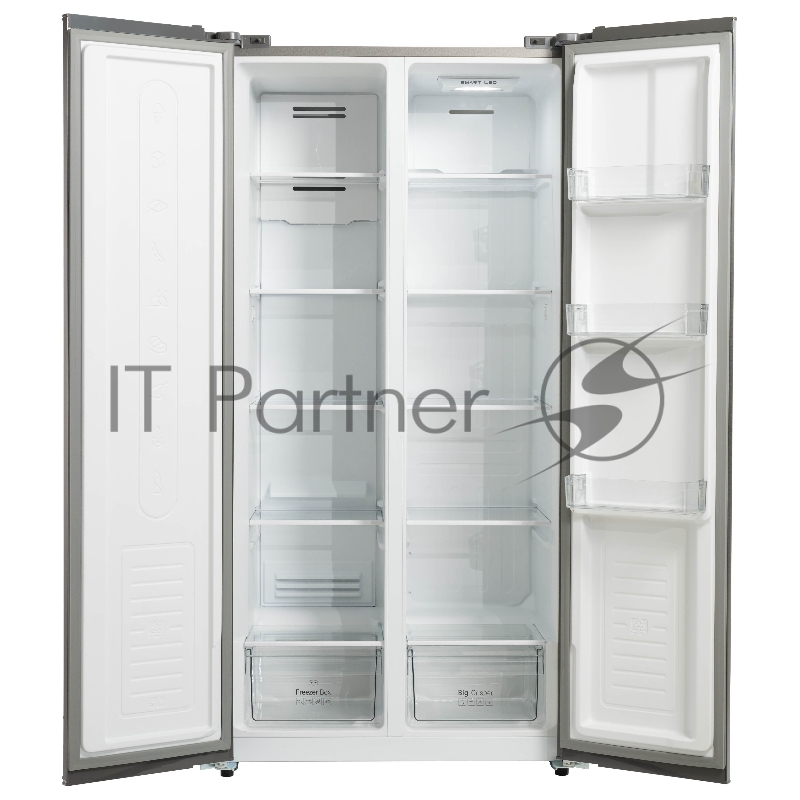 Холодильник BIRYUSA SBS 400 DI, нержавеющая сталь, 232/168л, Side-by-side