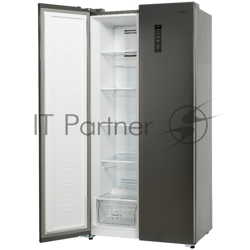 Холодильник BIRYUSA SBS 400 DI, нержавеющая сталь, 232/168л, Side-by-side