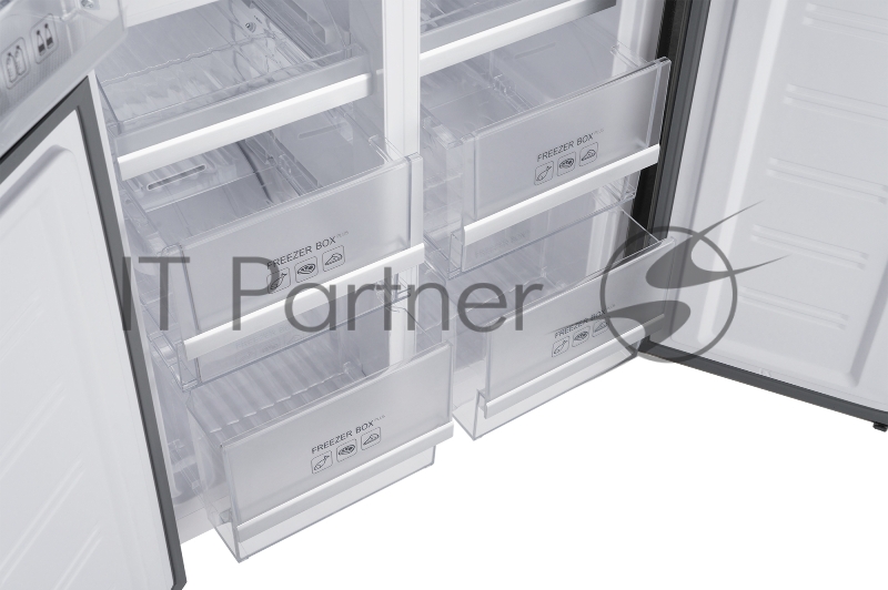 Холодильник WEISSGAUFF WCD 450 INOX GLASS, Нержавеющая сталь, 286/141л, Side-by-Side