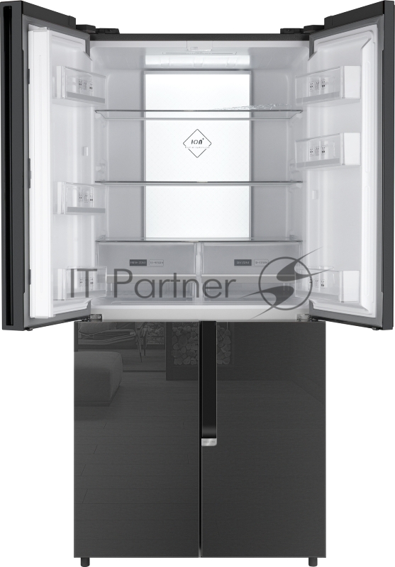 Холодильник WEISSGAUFF WCD 450 INOX GLASS, Нержавеющая сталь, 286/141л, Side-by-Side