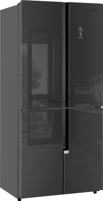 Холодильник WEISSGAUFF WCD 450 INOX GLASS, Нержавеющая сталь, 286/141л, Side-by-Side