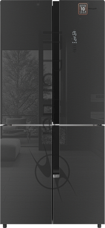 Холодильник WEISSGAUFF WCD 450 INOX GLASS, Нержавеющая сталь, 286/141л, Side-by-Side