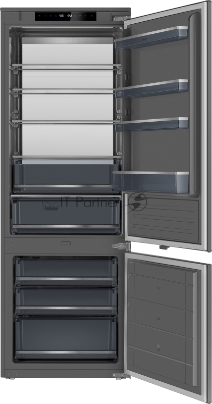 Холодильник WEISSGAUFF WRKI 1970 INV. INOX встраиваемый, нержавеющая сталь, 341л, морозилка снизу