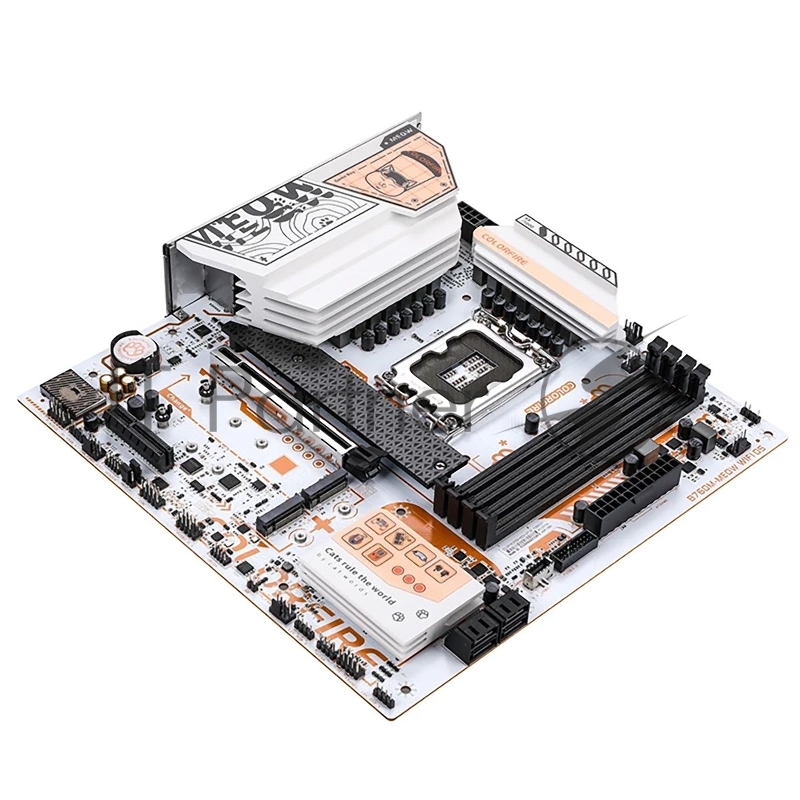 Материнская плата Colorful COLORFIRE B760M-MEOW WIFI D5 ORANGE Z760 LGA1700 4xDDR5 1xPCIEx16 1xPCIEx4 3xM.2 2xTypeC 3xUSB3.2Gen1 5xUSB2.0 4xSATA3.0 2.5G DP HDMI M-ATX RTL