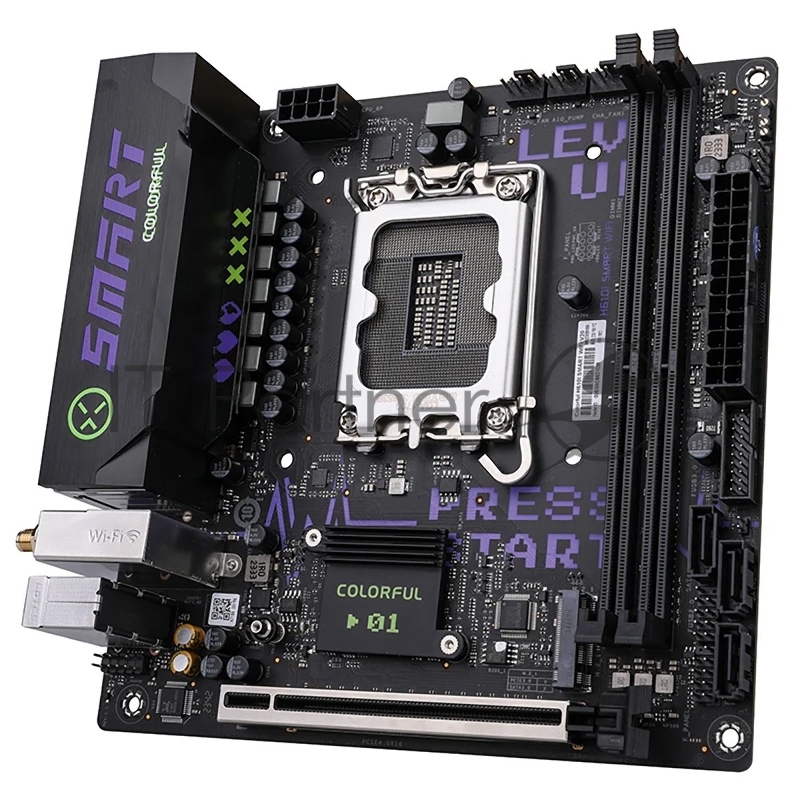 Материнская плата Colorful Colorful H610I SMART WIFI V20 H610 LGA1700 2xDDR4 1xPCIEx16 1xM.2 4xUSB3.2Gen1 6xUSB2.0 3xSATA3.0 2.5G DP HDMI ITX RTL