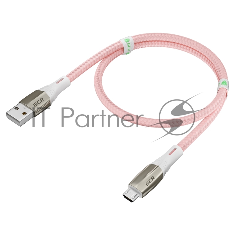 Кабель 1.7m GCR MicroUSB series MERCEDES, PINK NYLON, супер быстрая зарядка, 28/22 AWG, GCR-51955