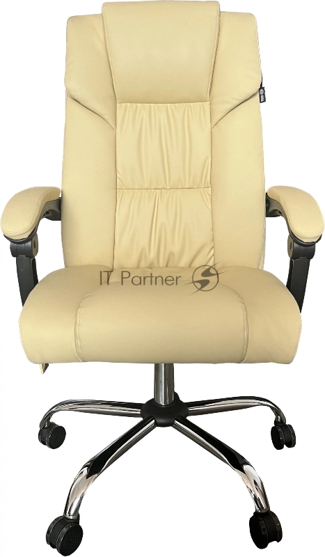 Кресло Cactus с вибромассажем CS-CHR-OC04M-WT слоновая кость эко.кожа с подголов. крестов.