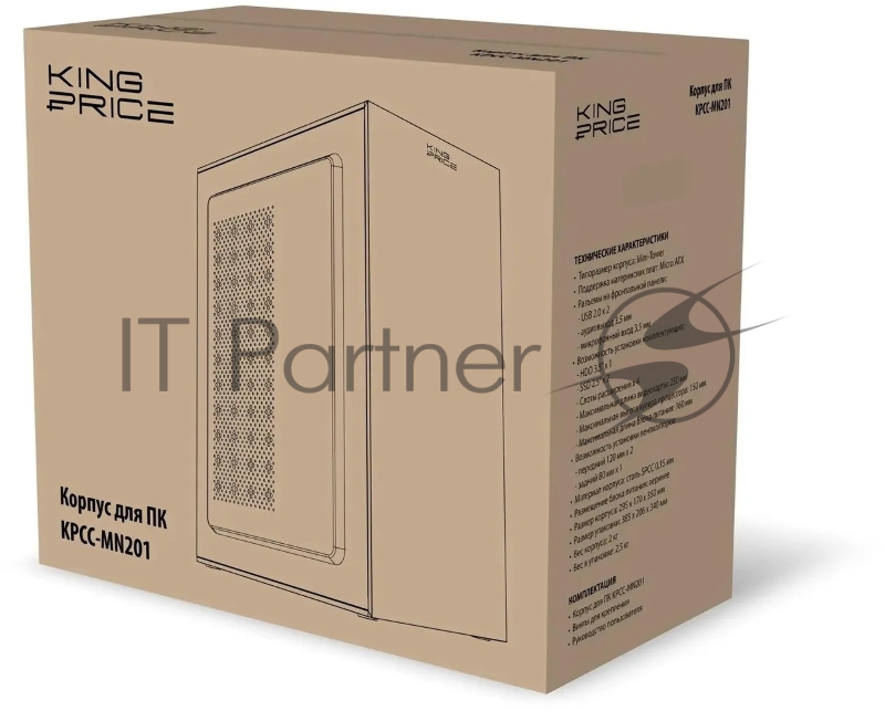 Корпус KingPrice KPCC-MN201 черный без БП mATX 1x80mm 2xUSB2.0 audio