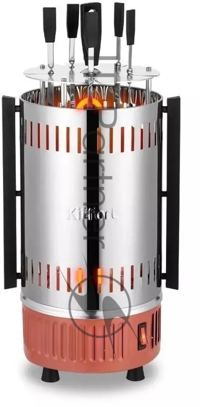 Шашлычница электрическая Kitfort КТ-1407 900Вт нержавеющая сталь/оранжевый