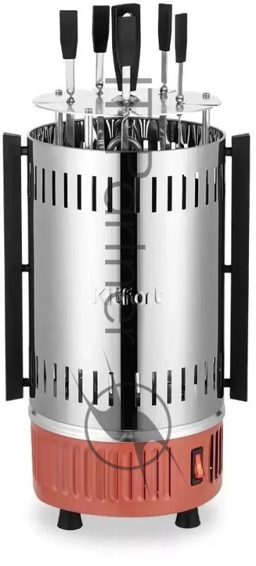 Шашлычница электрическая Kitfort КТ-1407 900Вт нержавеющая сталь/оранжевый