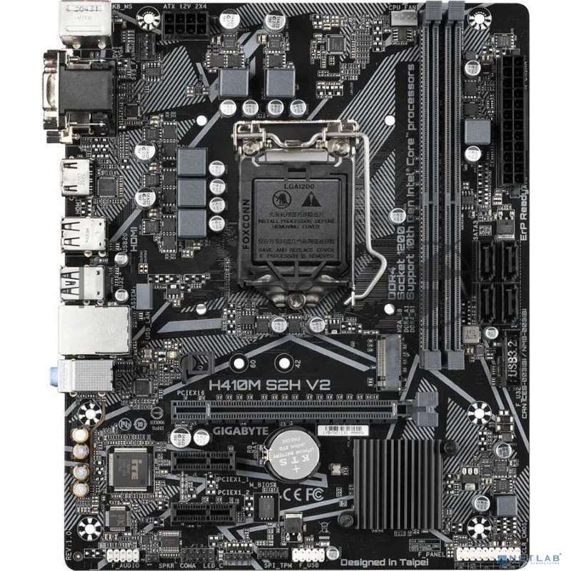 Материнская плата Gigabyte H410M S2H V2 (V2.0) Socket 1200, Intel®H470, 2xDDR4-2666, D-SUB+DVI-D+HDMI, 1xPCI-Ex16, 2xPCI-Ex1, 4xSATA3, 1xM.2, 8 Ch Audio, GLan, (4+2)xUSB2.0, (2+2)xUSB3.2, 2xPS/2, mATX