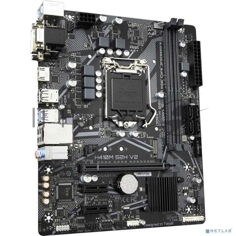 Материнская плата Gigabyte H410M S2H V2 (V2.0) Socket 1200, Intel®H470, 2xDDR4-2666, D-SUB+DVI-D+HDMI, 1xPCI-Ex16, 2xPCI-Ex1, 4xSATA3, 1xM.2, 8 Ch Audio, GLan, (4+2)xUSB2.0, (2+2)xUSB3.2, 2xPS/2, mATX