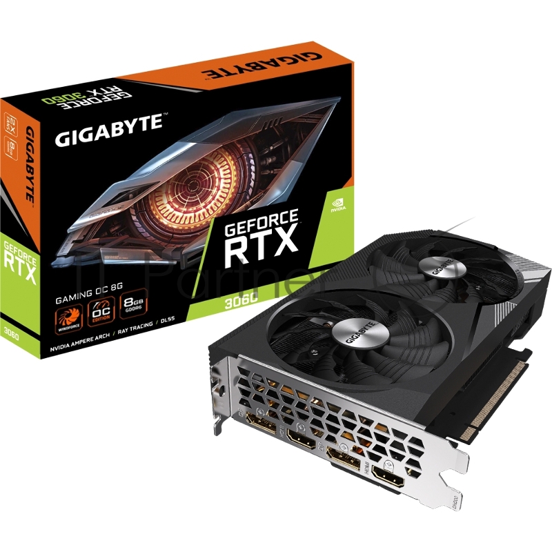 Видеокарта Gigabyte GV-N3060GAMING OC-8GD (V2.0) NVIDIA GeForce RTX 3060 8192Mb PCI-E 4.0 128 GDDR6 1807/15000 HDMIx2 DPx2 HDCP Ret