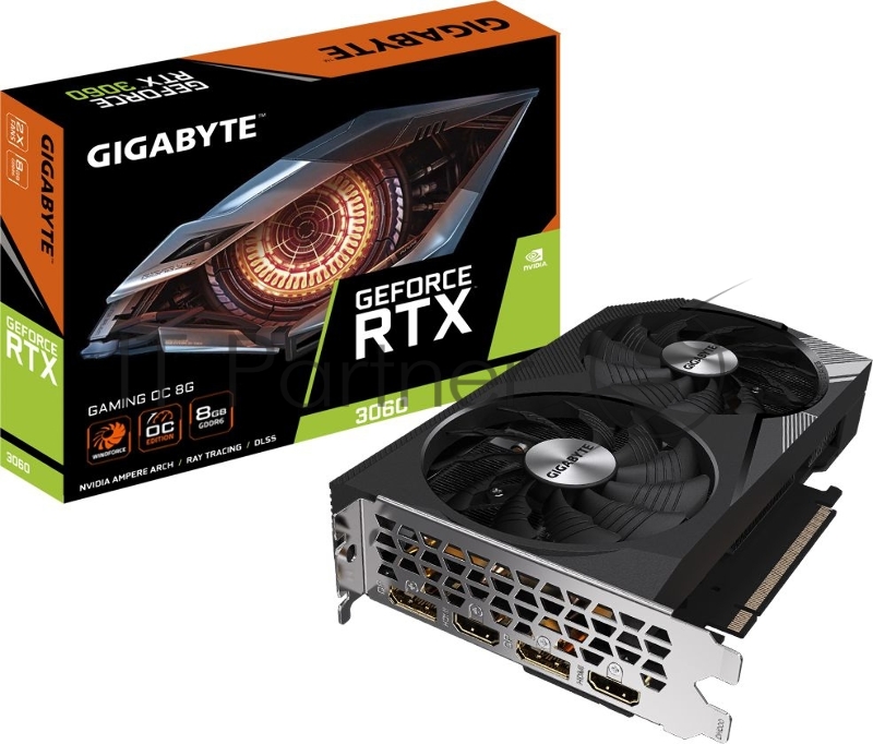 Видеокарта Gigabyte GV-N3060GAMING OC-8GD (V2.0) NVIDIA GeForce RTX 3060 8192Mb PCI-E 4.0 128 GDDR6 1807/15000 HDMIx2 DPx2 HDCP Ret