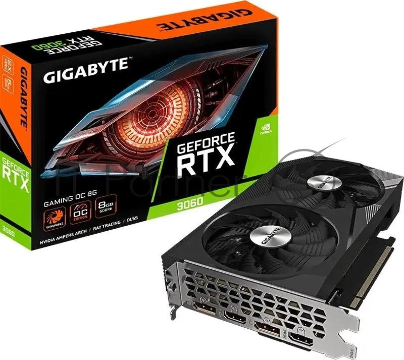 Видеокарта Gigabyte GV-N3060GAMING OC-8GD (V2.0) NVIDIA GeForce RTX 3060 8192Mb PCI-E 4.0 128 GDDR6 1807/15000 HDMIx2 DPx2 HDCP Ret