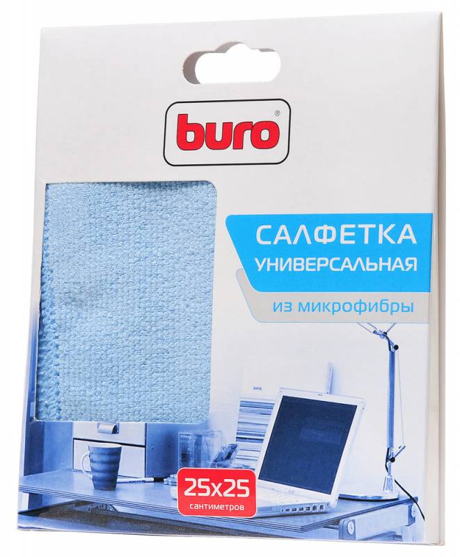 Салфетка Buro BU-MF из микрофибры, 25 х 25 см для удаления пыли коробка 1шт сухая