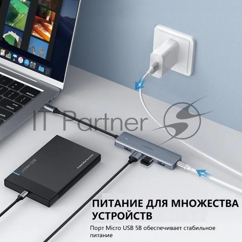 Концентратор USB-хаб UGREEN CM219-70336 (70336)