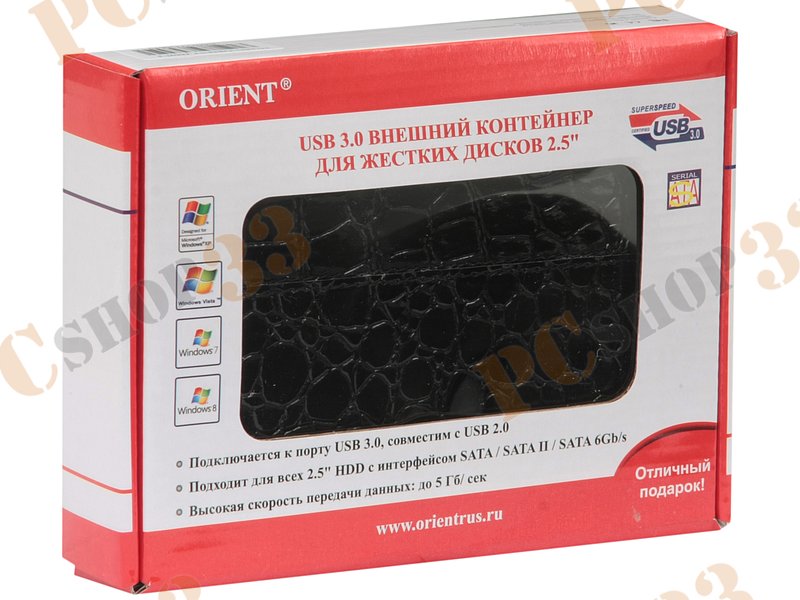 Контейнер ORIENT 2559U3 для 2.5 SATA HDD, черный (USB3.0)