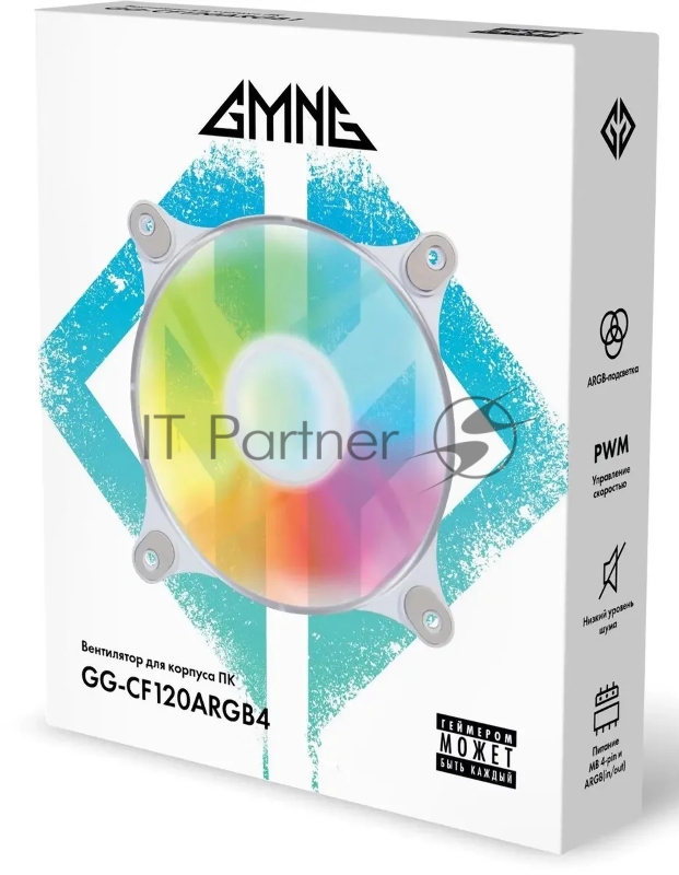 Вентилятор GMNG GG-CF120ARGB4-PWMWH ARGB 120x120x25mm белый 4-pin 20-28dB 129gr Ret