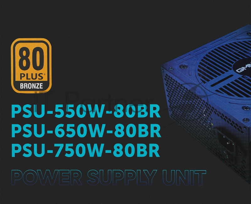Блок питания ATX 550W GMNG PSU-550W-80BR 80+ bronze (24+4+4pin) APFC 120mm fan 5xSATA RTL