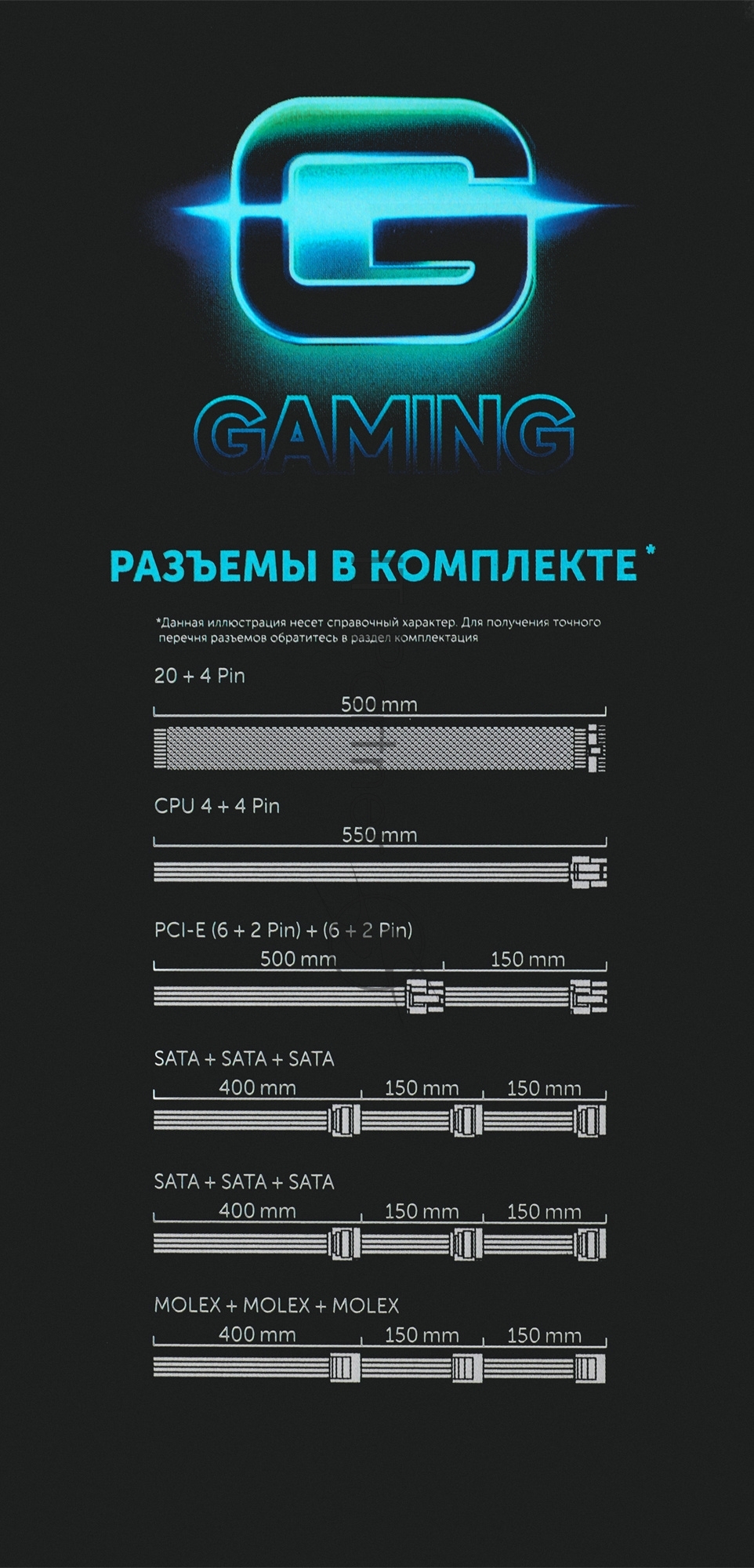 Блок питания ATX 700W GMNG PSU-700W-80+ 80 PLUS WHITE (24+4+4pin) APFC 120mm fan 6xSATA RTL