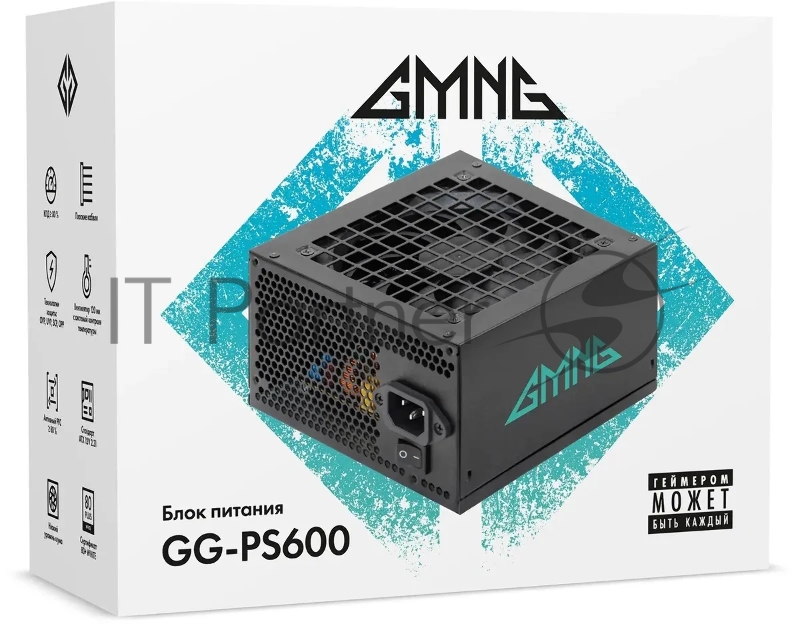 Блок питания GMNG ATX 600W GG-PS600 80+ (20+4pin) APFC 120mm fan 6xSATA RTL