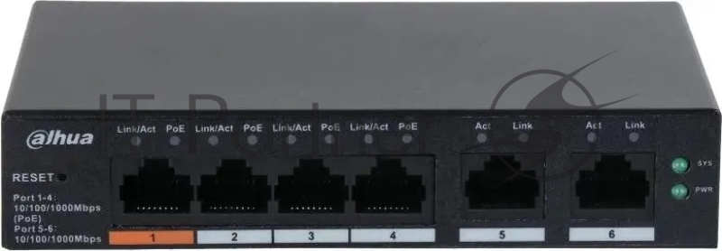 Коммутатор Dahua DH-CS4006-4GT-60 (L2) 4x1Гбит/с 2xКомбо(1000BASE-T/SFP) 60W управляемый