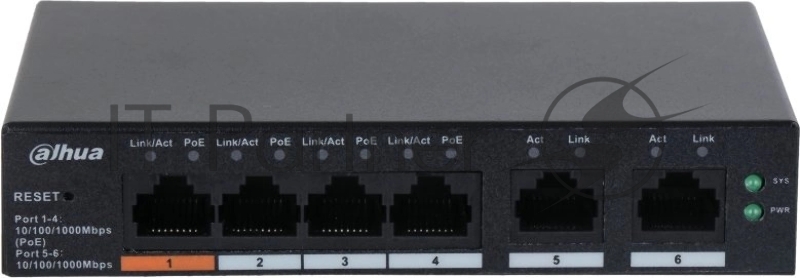 Коммутатор Dahua DH-CS4006-4GT-60 (L2) 4x1Гбит/с 2xКомбо(1000BASE-T/SFP) 60W управляемый